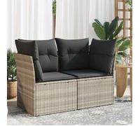 Vidaxl Canapé De Jardin 2 Places Et Coussins Gris Clair Résine Tressée