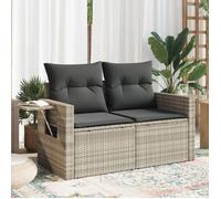 vidaXL Canapé de jardin 2 places 366185 – Résine tressée, coussins, housse, gris clair