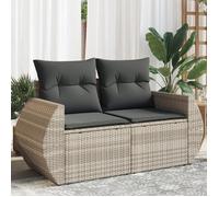 vidaXL Canapé de jardin 2 places avec coussins et housse Gris clair 366186