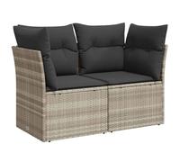 vidaXL Canapé de jardin 2 places en résine tressée avec coussins gris clair