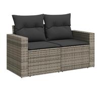 vidaXL Canapé de jardin 2 places – Siège avec dossier, résine tressée, coussins gris
