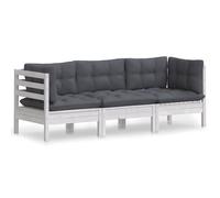 vidaXL Canapé de jardin 3 places avec coussin anthracite pin massif