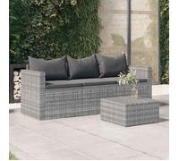 vidaXL Canapé de jardin 3 places avec coussins Gris Résine tressée 362328