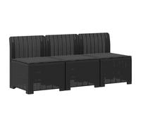 vidaXL Canapé de Jardin 3 Places avec Coussins Look Rattan PP, Canapé résistant aux intempéries pour Jardin, Balcon, véranda, Salon, idéal pour s'asseoir Dehors