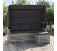 Canapé de jardin 3 places avec toit et repose pieds Gris