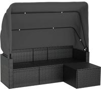 vidaXL Canapé de jardin 3 places avec toit et repose-pieds Noir Poly rotin