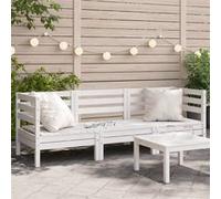 vidaXL Canapé de Jardin 3 Places, Siège avec Dossier, Canapé d'angle, Meuble de Terrasse Patio Arrière-Cour Extérieur, Blanc Bois de Pin Massif
