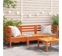 vidaXL Canapé de Jardin 3 Places, Siège avec Dossier, Canapé d'angle, Meuble de Terrasse Patio Arrière-Cour Extérieur, Cire Marron Bois de Pin Massif