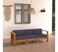 Vidaxl Canapé De Jardin 3 Places Et Coussins Gris Foncé Acacia Massif Gris