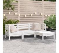 vidaXL Canapé de Jardin 3 Places et Repose-pied, Siège avec Dossier, Meuble de Terrasse Patio Arrière-cour Extérieur, Blanc 838055
