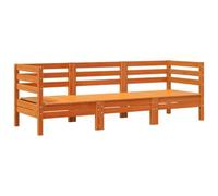 vidaXL Canapé de Jardin 3 Places, Siège avec Dossier, Canapé d'angle, Meuble de Terrasse Patio Arrière-Cour Extérieur, Cire Marron Bois de Pin Massif