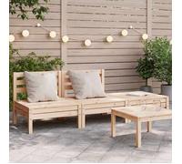 vidaXL Canapé de jardin 3 places 838033 – Siège avec dossier et repose-pied, bois de pin massif