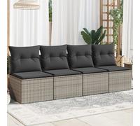 Vidaxl Canapé De Jardin 4 Places Avec Coussins Gris Résine Tressée
