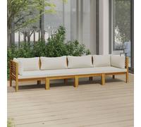 Vidaxl Canapé De Jardin 4 Places Et Coussin Crème Bois D'acacia Massif