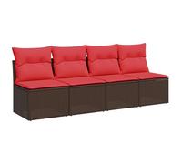 vidaXL Canapé de Jardin 4 Places, Marron en Poly Rattan, avec des Coussins. Parfait pour l'extérieur, C'est Un Meuble Moderne pour Le Patio ou la terrasse. Idéal pour se détendre Dehors.