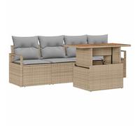 vidaXL Canapé de Jardin 5 pièces avec Coussins Beige en Poly rotin. Parfait pour Votre terrasse ou Balcon ! Résistant aux intempéries et au Design modulable, idéal pour se détendre dans Le Jardin.