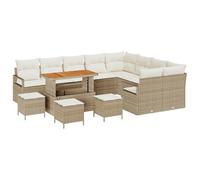 vidaXL Canapé de Jardin 5 pièces avec Coussins Beige en rotin synthétique, idéal pour Les terrasses Modernes. Ensemble modulable en Bois d'acacia, réglable et Super stylé.