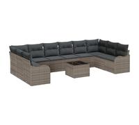 vidaXL Canapé de Jardin 5 Places avec Coussins en rotin Gris. Un canapé modulable pour l'extérieur, avec des Pieds Ajustables et Doux, Qui résiste aux intempéries. Parfait pour Une terrasse Moderne.