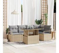 Vidaxl Canapé De Jardin 6 Pièces Avec Coussins Beige Poly Rattan, Vidaxl Canapé De Jardin 2 Places Avec Coussins Beige Poly Rattan