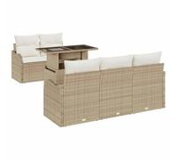 vidaXL Ensemble de 6 pièces de canapés de Jardin avec Coussins en rotin Poly Beige, Canapé de Jardin 2 Places avec Coussins en rotin Poly Beige