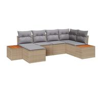 vidaXL Canapé de Jardin 6 pièces avec Coussins en rotin, modulable, extérieur, Beige et Gris Clair, Parfait pour Un Balcon, Une terrasse ou Un Jardin