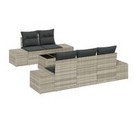 Vidaxl Canapé De Jardin 6 Pièces Avec Coussins Gris Clair En Rotin Synthétique