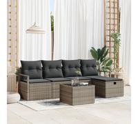Vidaxl Canapé De Jardin 6 Pièces Avec Coussins Gris En Rattan Poly