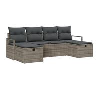 vidaXL Canapé de Jardin 6 pièces avec Coussins Gris en Rattan Poly