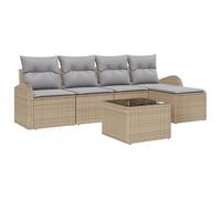 Vidaxl Canapé De Jardin 6 Pièces Avec Coussins Noir Poly Rattan