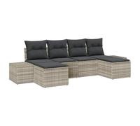 vidaXL Ensemble de canapés de jardin 6 pcs gris clair 184 x 62 x 85 cm Poly rotin