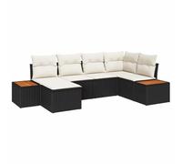 vidaXL Canapé de Jardin 6 pièces modulable en Rattan Noir et Blanc avec Coussins, Parfait pour Les balcons et terrasses