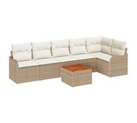 vidaXL Canapé de Jardin 7 pièces avec Coussins en Poly rotin Beige. Idéal pour Chiller Dehors | Design modulable, s'adapte Facilement, Top pour Les patios, balcons et Salons de Jardin.
