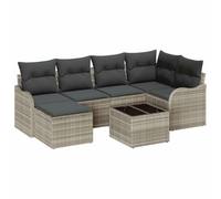 vidaXL Canapé de Jardin 7 pièces avec Coussins Gris en polyrotin, Style Moderne, Meuble modulable pour Le Balcon, Le Patio, la détente et Les retrouvailles Entre Amis