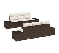 Vidaxl Canapé De Jardin 7 Pièces Avec Coussins Marron Poly Rattan