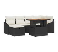 Vidaxl Canapé De Jardin 7 Pièces Avec Coussins Noir En Poly Rattan