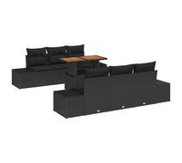 Vidaxl Canapé De Jardin 7 Pièces Avec Coussins Noir Poly Rattan