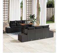 vidaXL Canapé de Jardin 7 Pièces avec Coussins Noir Poly Rattan 3358648