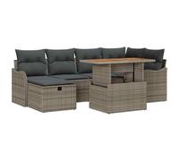 Vidaxl Ensemble De Canapés De Jardin 7 Pièces Avec Coussins Gris En Poly Rattan