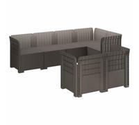 vidaXL Canapé de Jardin 7 Places Look Rattan PP Gris Clair