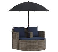 vidaXL Canapé de Jardin 8 pcs Gris et Bleu Marine polyrotin, Canapé d'extérieur Moderne, résistant aux intempéries, en rotin, idéal pour se détendre au Jardin