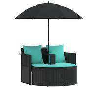 vidaXL Canapé de Jardin 8 pc polyrotin Noir et Turquoise