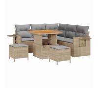 vidaXL Canapé de Jardin 8 pièces avec Coussins Beige en polyrotin et Acacia | Mobilier d'extérieur modulable et Confortable pour Un Coin détente élégant sur Votre terrasse