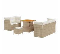 vidaXL Canapé de Jardin 8 pièces avec Coussins Beiges en Poly rotin Acacia - mobilier d'extérieur pour 4 Personnes, résistant aux intempéries, Design Moderne pour terrasse, Patio ou Salon modulaire