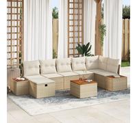 Vidaxl Canapé De Jardin 8 Pièces Avec Coussins En Rattan Poly Beige