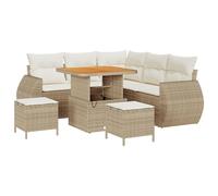 Ensemble De Canapés De Jardin 8 Pièces Vidaxl Avec Coussins Beige Poly Rotin Acacia, Ensemble De Salle À Manger De Jardin 3 Pièces Vidaxl Avec Coussins Beige Poly Rotin Acacia
