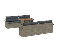vidaXL Ensemble de canapé de Jardin 9 pcs Gris Poly rotin, Ensemble canapé stylé pour Jardin et terrasse, mobilier Durable et résistant aux UV, Salon modulable