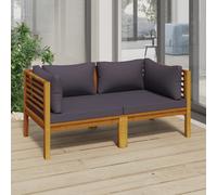 Canapé de jardin à 2 places avec coussin Bois d acacia massif