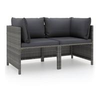 Tuinbank 2-zits met kussens poly rattan grijs313498