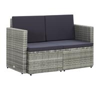 Vidaxl Canapé De Jardin À 2 Places Avec Coussins Gris Résine Tressée Gris