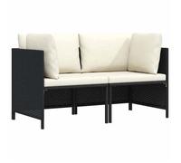 vidaXL Banc de jardin 2 places 313512 avec coussins — résine tressée (poly rattan) noir